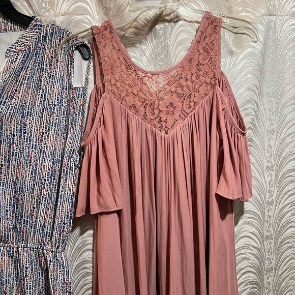 2 Forever 21Womens Sz S Pink Mauve Lace Short Dress and Blue Shorts Jumper - Picture 13 of 16